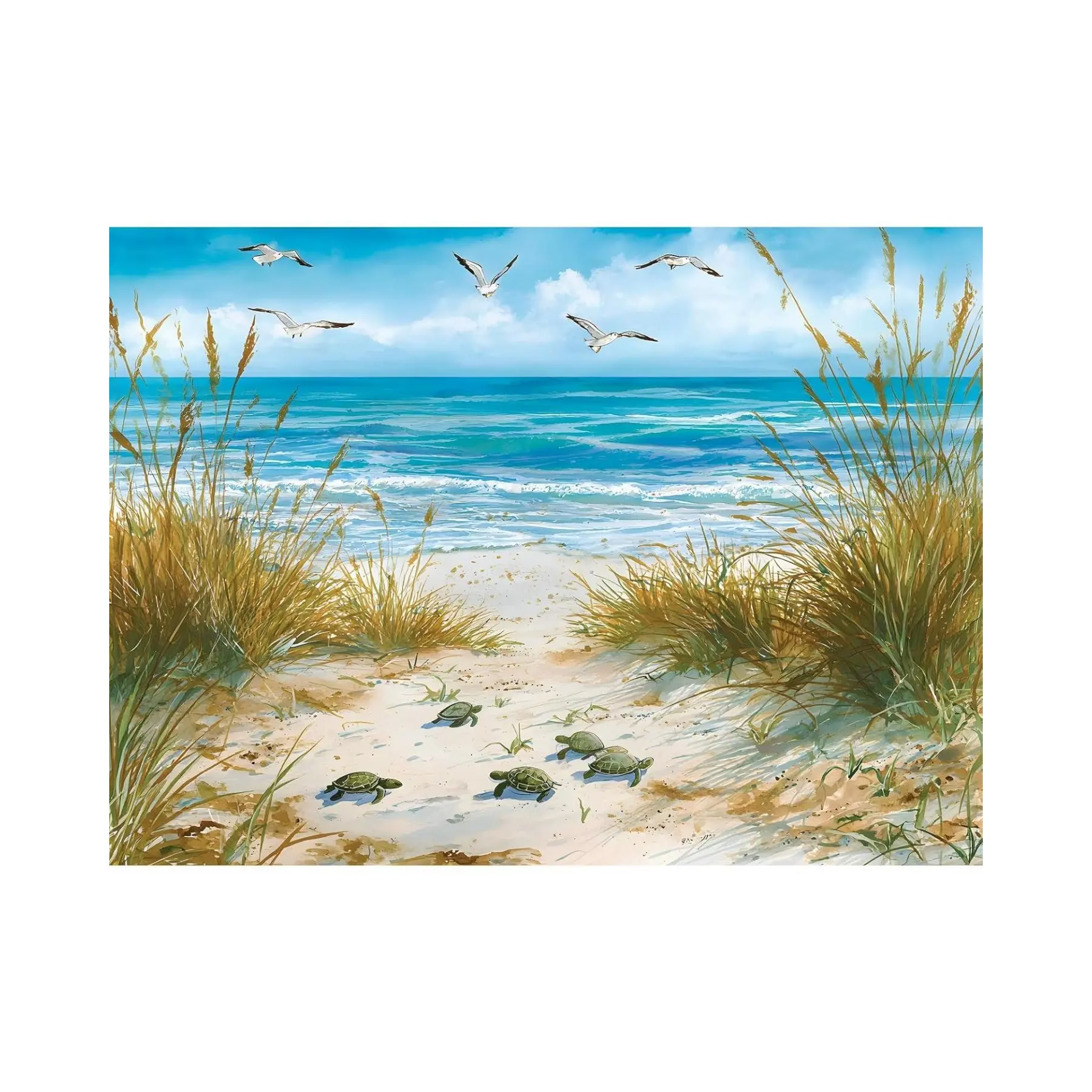 500 Piece Puzzle for Adults, Beach Puzzles 500 Pieces, Tortoise and Sea Birds Puzzle Challenging Game Home Decor Birthday Party Gift Toy for Adults Seniors