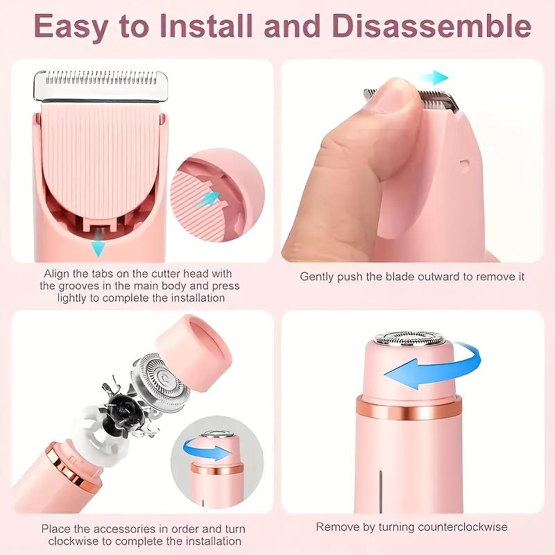 Dual Head Bikini Shaver for Women, Painless 2-in-1 Electric Body Hair Remover, Viral Portable Precision Water Proof Trimmer for Sensitive Areas, Rechargeable Mini Razor for Smooth Skin