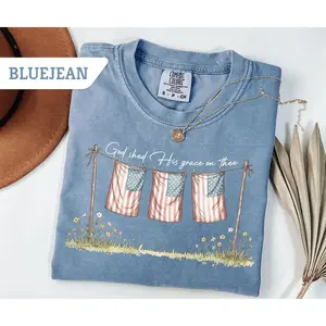 Comfort Colors God Shed His Grace On Thee T Shirt, American Flag Tee, Usa Shirt Independence Day Gift, Patriotic Shirt, 4th Of July T Shirt