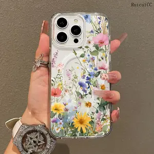 Magnetic Soft Case for iPhone11/12/13/14/15/16/promax, Full screen florals MagSafe Compatible,Springtok Aesthetic Pattern Design Lightweight,y2k cased,AntiScratch,and Trendy Protector Resistance Shockproof Protection