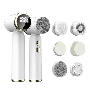 6 In1 Electric Facial Cleansing Brush with LCD Display Screen, 1 Set Silicone Face Massager, Facial Beauty Instrument for Women & Men