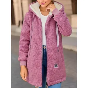 Thickened Fleece-lined Sweatshirt Women's Hooded Top Cardigan Winter Trendy New Style   Jacket