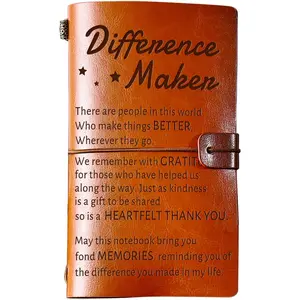 Difference Maker Leather Journal, Thank You Gifts for Women Men- Administrative Professional Day Gifts 140 Page Refillable Notebooks, Employee Appreciation Gift for Coworkers Teacher Doctor Nurse Pastor Boss Leader Coach Mentor