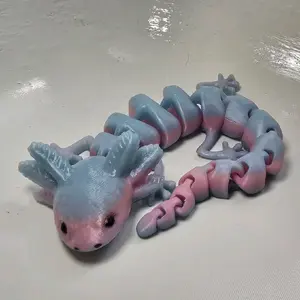 Axolotl 3D Printed Flexible glow in the dark Toy – Stress Relief Desk Pet, Articulated Tail & Gills, Handmade Gift