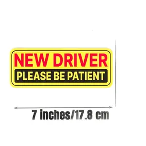 2PCS New Drivers Sticker - Please Be Patient - Reusable Magnetic Reflective Bumper Sticker for Student Drivers 7 Inches