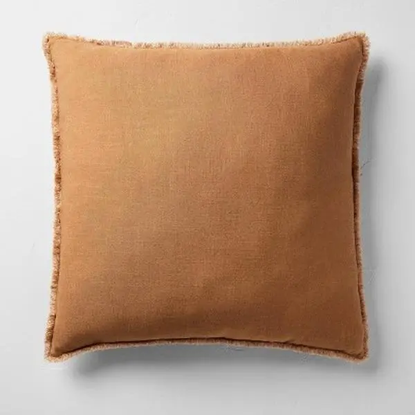 Casaluna Square Heavyweight Linen-Polyester-Rayon Blend Decorative Cushion - Warm Throw Pillow