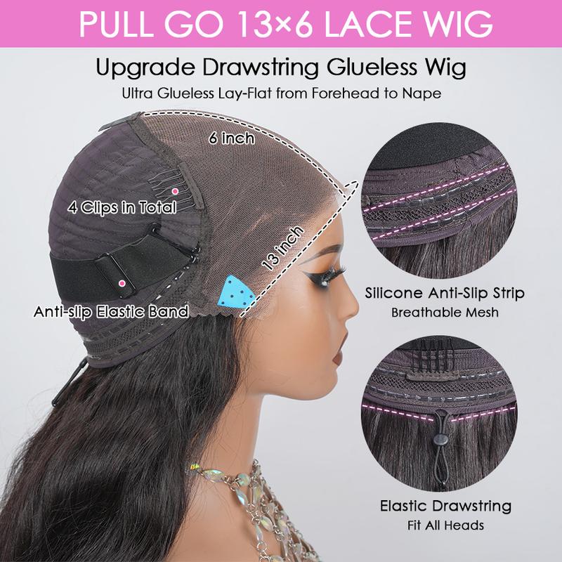 [NEW IN] Pizazz Hair Side Part Body Wave Glueless Wig 220% Density 13x6 HD Transparent Pre Cut Lace Ready To Go Wigs Human Hair ,Straight out the Box With Pre Bleached knots , Pre Plucked Natural Hair Line