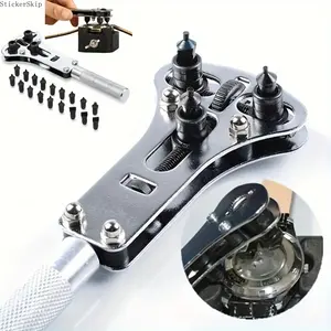 2026 New Adjustable Watch Case Opener, Waterproof Screw Back Remover Wrench with 18 Replaceable Parts, Professional Watch Repair Tool Kit, Durable Adjustable Back Case Remover for Daily Watch Maintenance, Perfect Holiday Gift for Watch Repair Enthusiasts