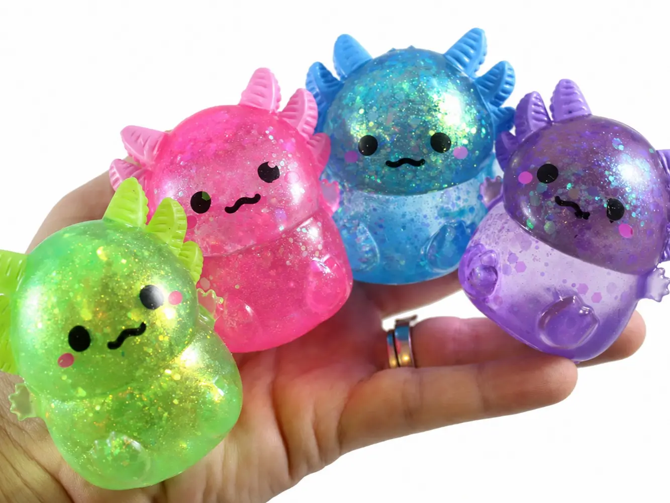 Mystery Glitter Axolotl Sugar Ball Squishy