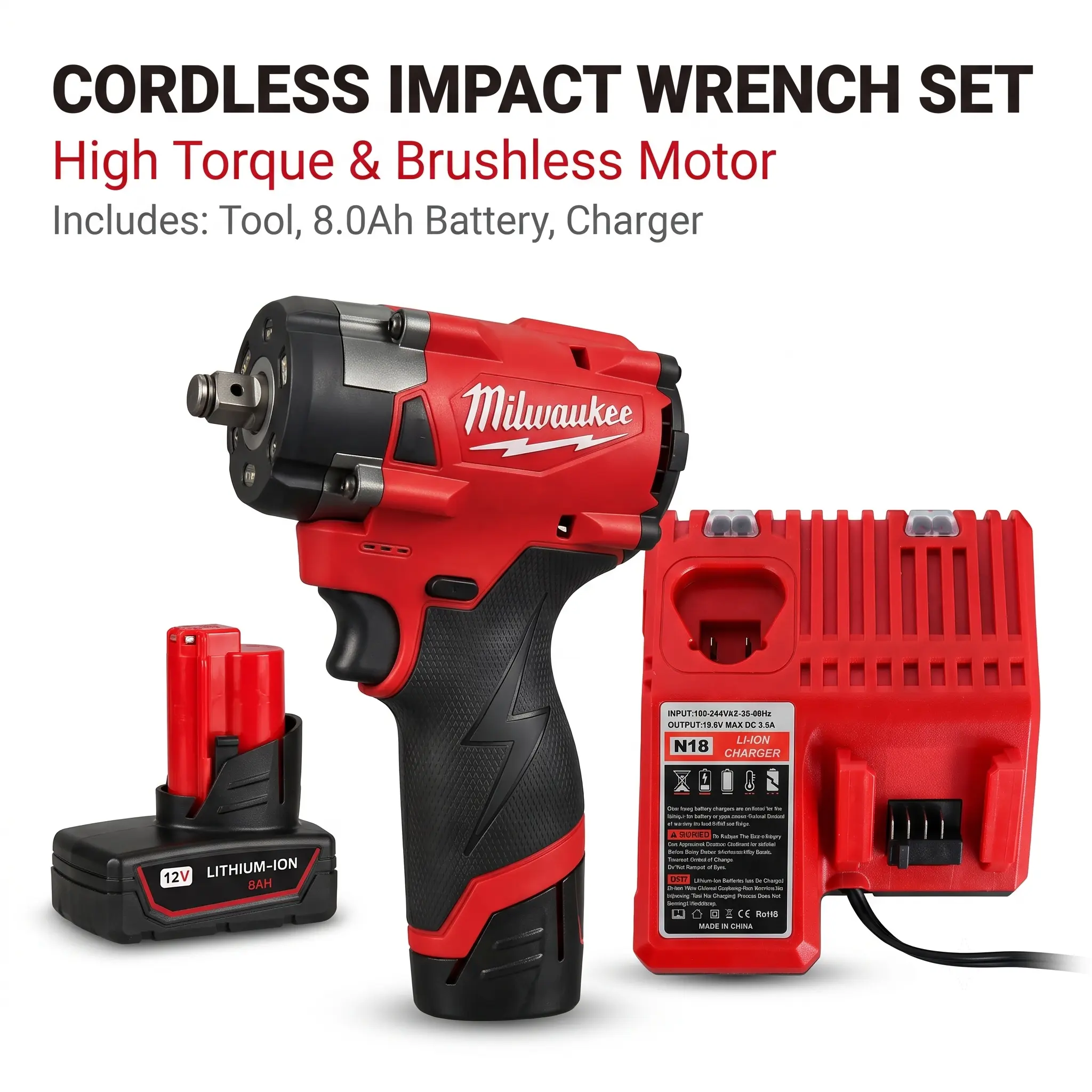Milwaukee | 12V | 1/2" Impact Tool Kit – 6.0Ah Battery + Charger Included | 300Nm Nut-Busting / Friction Ring | Industrial Maintenance & Overhead Fastening unit level