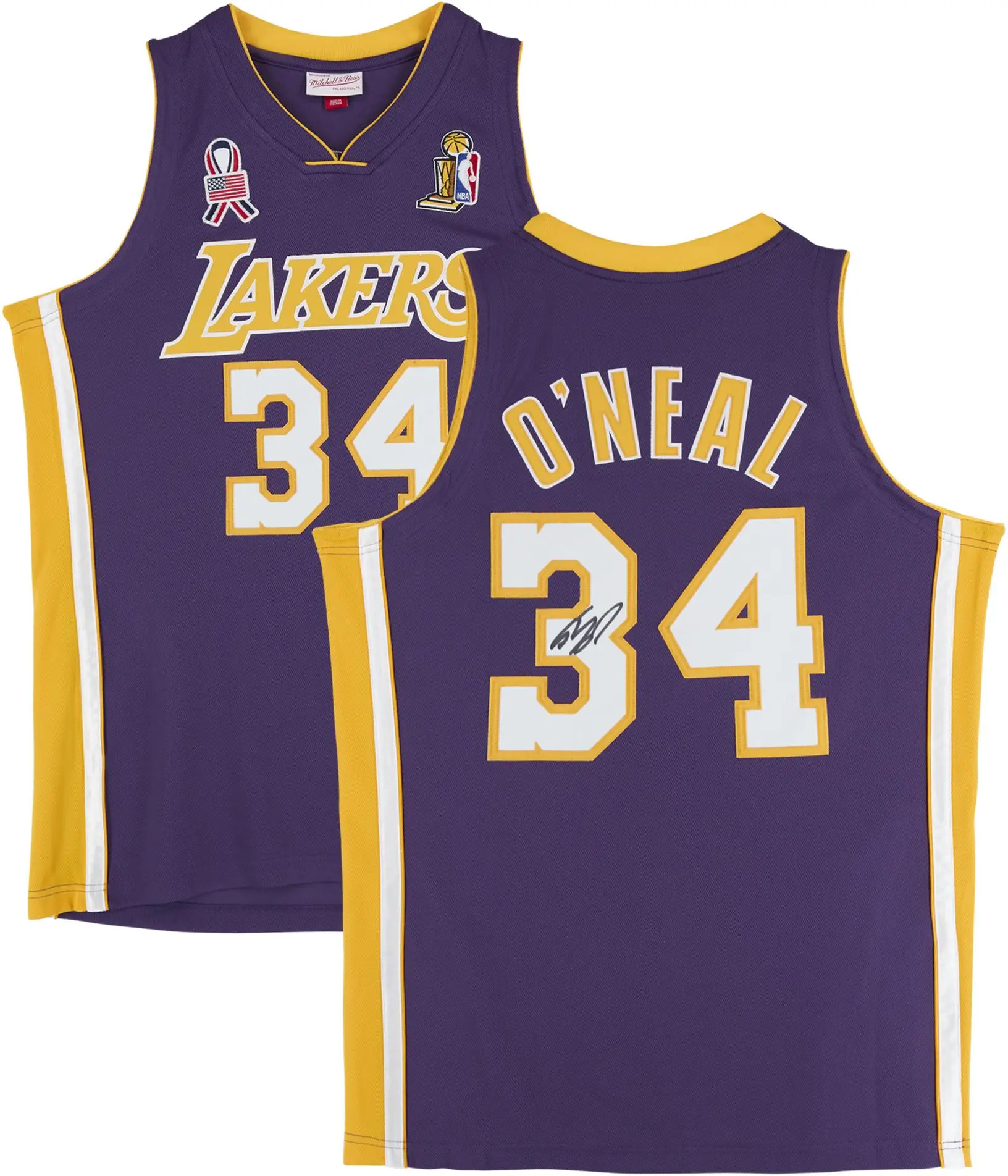 Shaquille O'Neal Los Angeles Lakers Autographed Mitchell & Ness Purple 2001-02 Authentic Jersey with USA and Finals Patch - Fanatics Authentic Certified