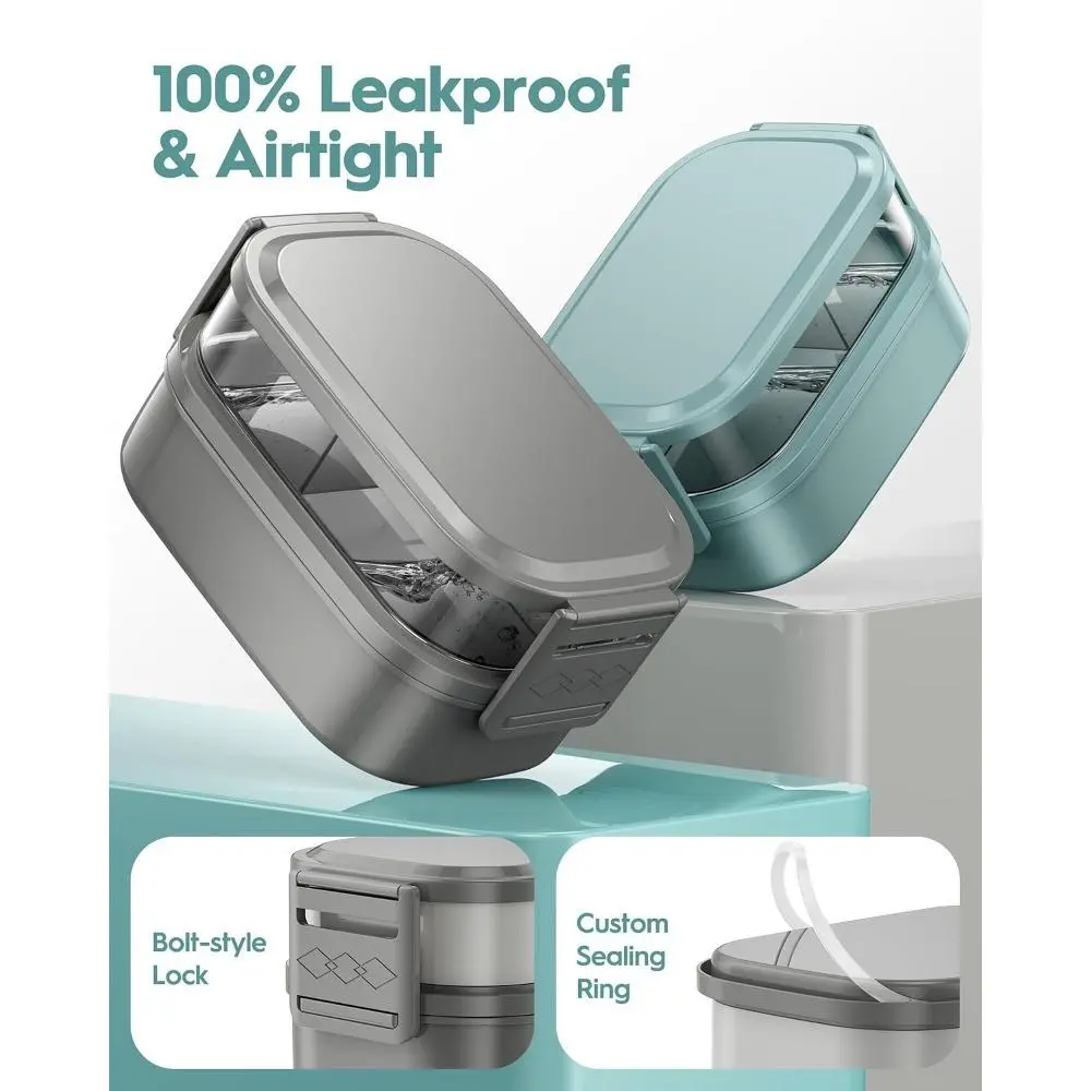 Bento Box Adult Lunch Box, 65 Oz Capacity Lunch Containers(Adjustable 2/3 Tier), BPA-Free, Leak-Proof and Stackable Bento Lunch Box, Microwave & Dishwasher Safe with Utensils