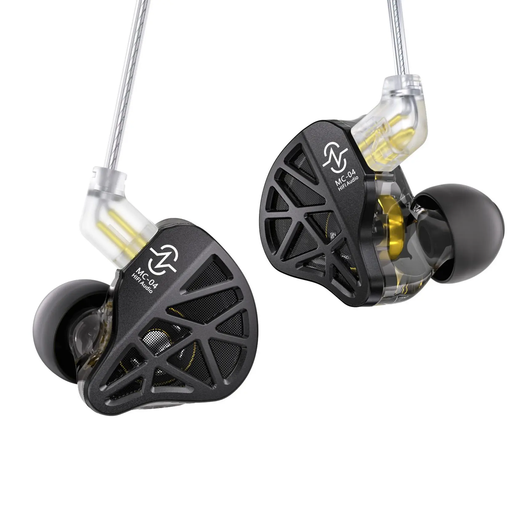 CCZ Nocturne MC04 Hybrid Wired HiFi IEMs - Balanced Armature Driver, DD, Detachable Audio Cable, Black No Mic High Quality Headphones, Easy to Use Hybrid Wired Earbuds, In Ear