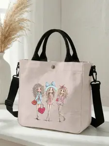 1 piece of 2D printed fashion crossbody bag, Casual Shoulder Bag with fashionable character pattern, adjustable shoulder strap + snap closure | students/workforce/street outings | a street essential with both aesthetic appeal and practicality