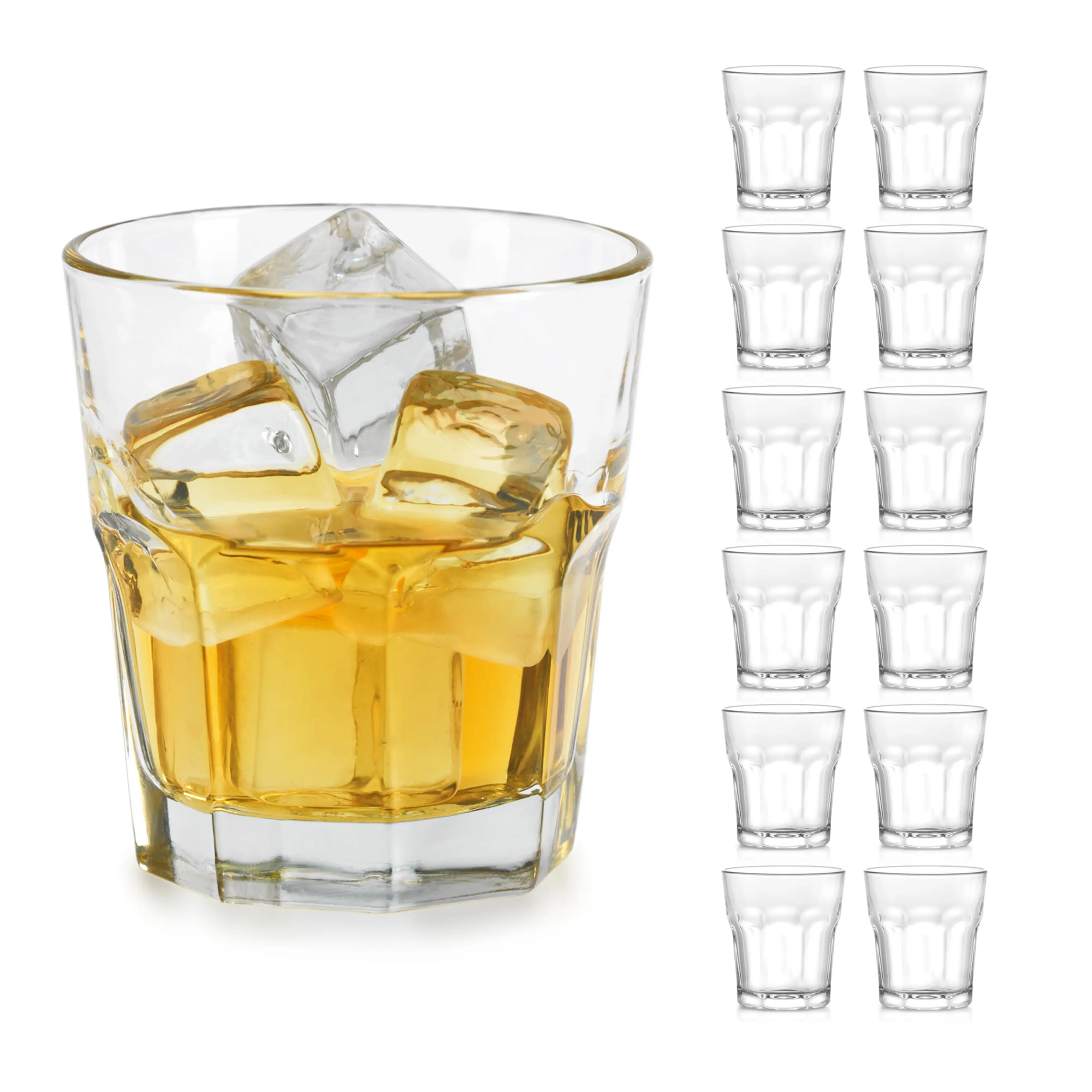 Libbey Gibraltar DuraTuff Drinking Glass Drinking Cup Set, Iconic Heavy Base Bar Glassware Thick Drinking Glasses Set of 12, 10-Ounce Rocks Glasses
