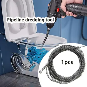 Steel Spring Tool for Drain Cleaning, Pipe Cleaning Tool, 300cm Long, Reusable, Durable for Bathroom and Kitchen Drains, Pipe Dredging, Drain Auger, Compatible with Lithium Ion Drill