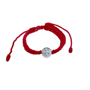 Red St. Benedict Baby Bracelet – Thick Woven Adjustable Cord