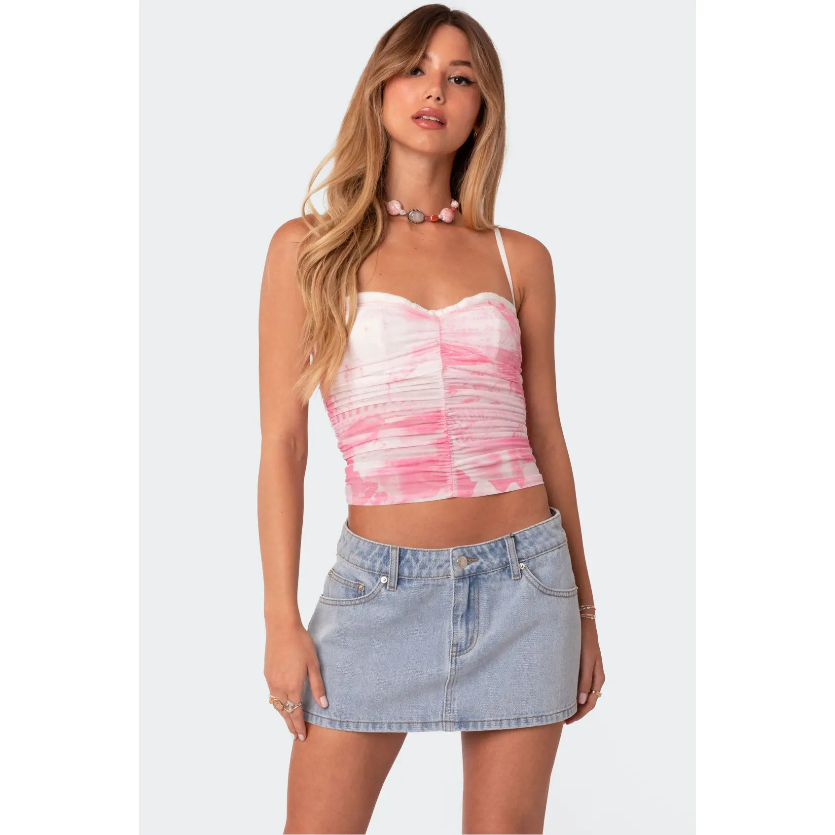 Evelyn Printed Mesh Bra Top