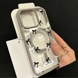 [Trending] Phone Case: Black and White Bow Tie iPhone Case, suitable for iPhone 16 Pro Max, 16 Plus, 15 Pro, 14, 13, 12, and all 11, 16 series, with magnetic attraction function