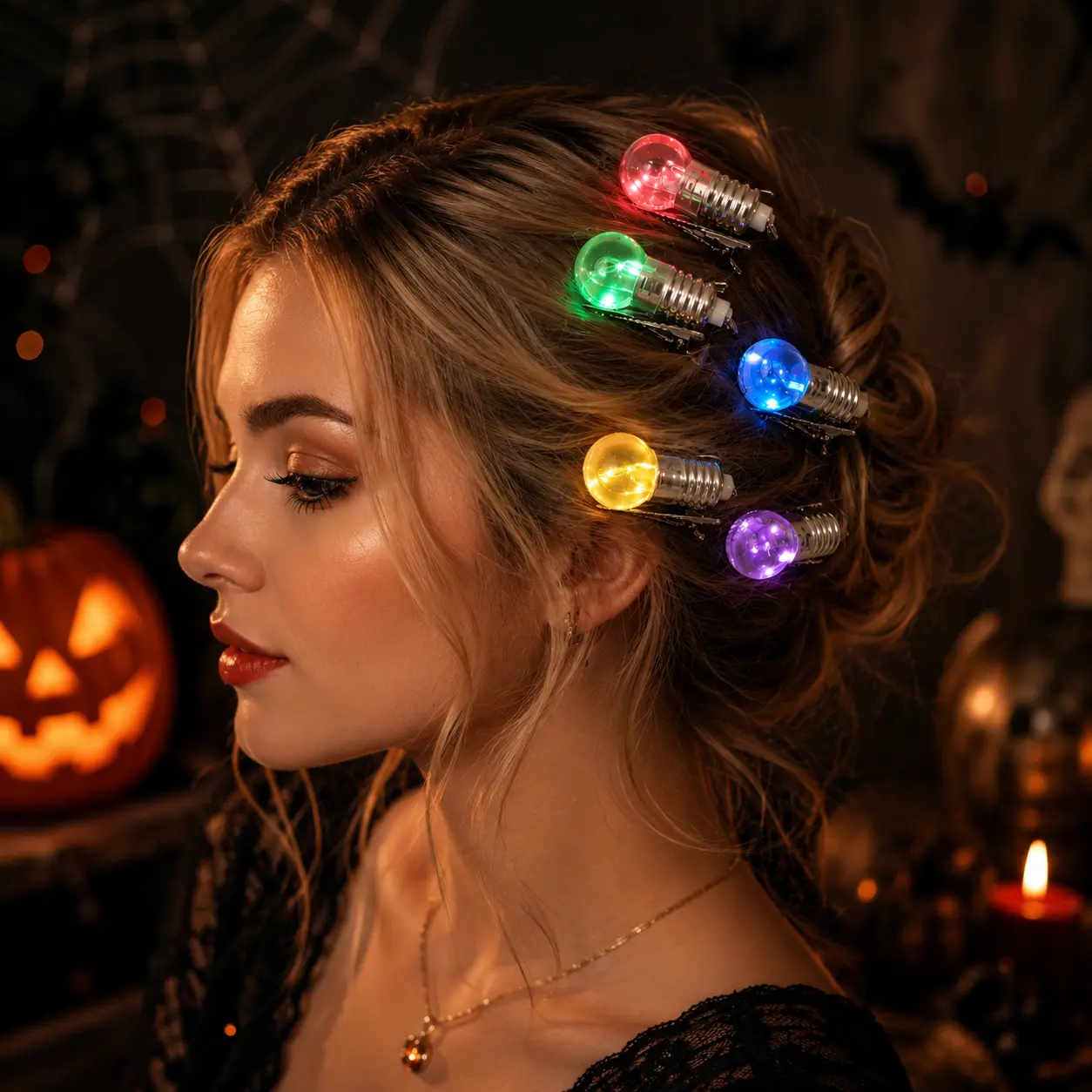 Funky Hair Clips in a Unique Light Bulb Design, Color-Changing LED Accessory with Alligator Clip for Festivals, Parties & Halloween, Funky Unique Accessories