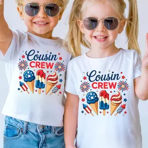 Cousin Crew Kids Shirt, 4th of July Toddler Tee, Patriotic Ice Cream T-Shirt for Boys Girls, Family Vacation Matching Outfit USA, Patriotic