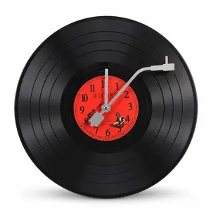 Retro Vinyl Record Wall Clock Musical Battery Operated 11.8 Inch Lightweight Art Decor for Living Room Bedroom Music Room Unique Design Durable Plastic