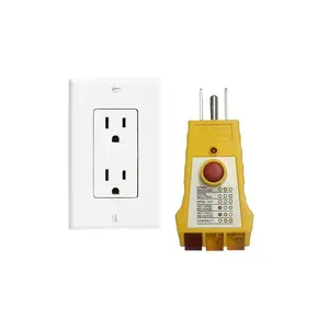 Outlet Tester with GFCI Check - Grounding & Receptacle Circuit Tester, Electric Outlet Tester Plug in, Automatic Electric Circuit Polarity  Detector Breaker Finder (Yellow)