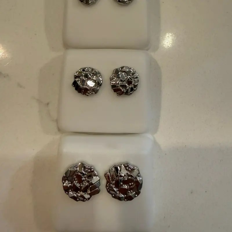 14k silver plated round Nugget Stud Earrings 14k silver plated round Nugget Stud Earrings