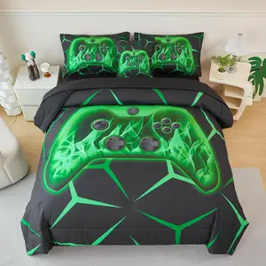3-Piece Game Controller Bedding Set, Multiple Sizes Available, Includes Fitted Sheet and Two Pillowcases, Kids Gaming Bed Set for Boys and Teens
