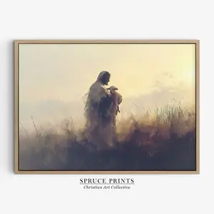 The Journey Home, Parable of The Lost Sheep, Jesus Holding Lamb Wall Art, Good Shepherd, Scripture Wall Art, Christian Gift No Frame