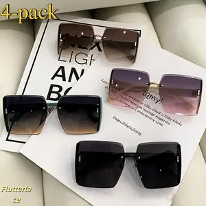 Oversized Polarized Sunglasses for Women Retro Fashion UV400 Protection Trendy Euro-American Style Colorful Frame Statement Shades Large Square Sunglasses for Driving Travel Beach Street Style Daily Wear