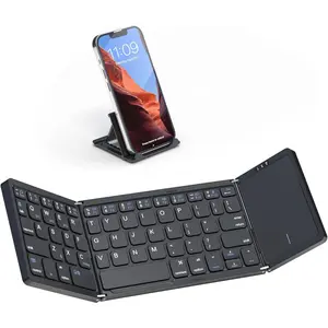 Foldable  Keyboard, Folding Portable  Keyboard with touchpad,Travel Pocket Keyboard for iOS Android Windows  Smartphone Tablet & Laptop, Sync Up to 3 Devices, Black