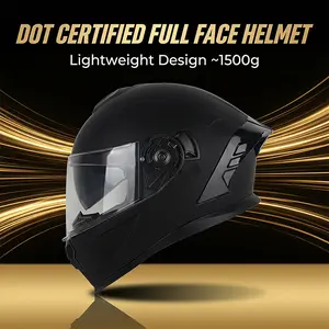 Matte Black Full Face Motorbike Helmet DOT Safety Standard Removable Washable Liner Wind Resistance Racing Helmet
