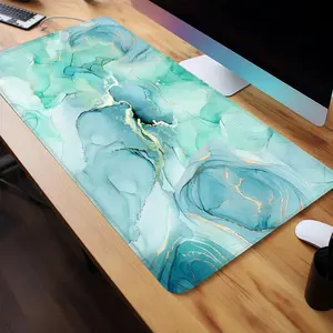 Marble Pattern Mouse Pad, Rectangle Gaming Mouse Pad, Non-Slip Rubber Base Stitched Edge Desk Pad for Desk Laptop Desktop