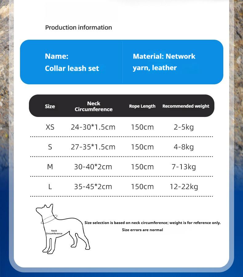 2-Pack Pet Leash Set for Small & Medium Dogs Explosion-Proof Anti-Pull Walking Rope with Collar Anti-Escape Design for Outdoor Use