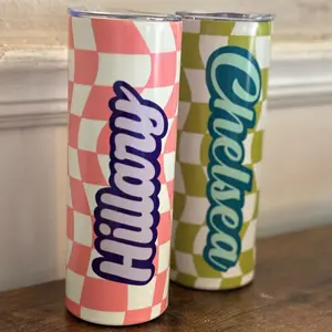 Checkered Name Tumbler