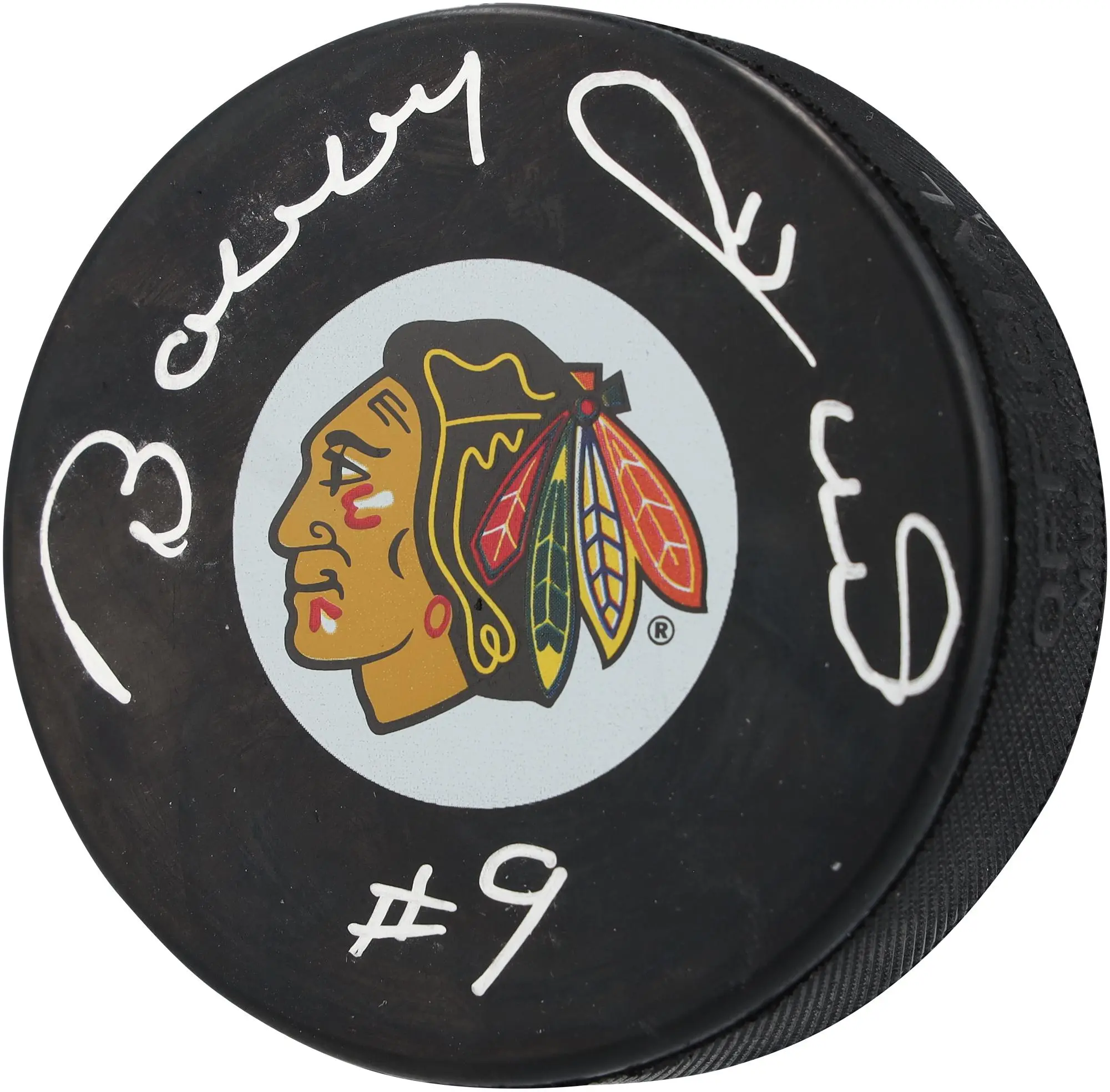 Bobby Hull Chicago Blackhawks Autographed Official Game Puck with "#9" Inscription - Fanatics Authentic Certified