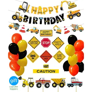 Construction-Themed Birthday Party Supplies, Dump Truck Party Decorations, 51 Pcs Kids Set