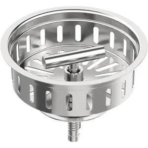 Kitchen Sink Stopper Strainer Replacement for Standard 3-1/2 Inch Spin and Seal Drains with Threaded Stopper Function, Stainless Steel Sink Strainer, Twist Lock Basket Strainer Replacement