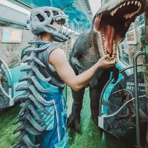 Dinosaur Skeleton Plush Hat – Funny Dino Head Toy for Kids, Viral Trend