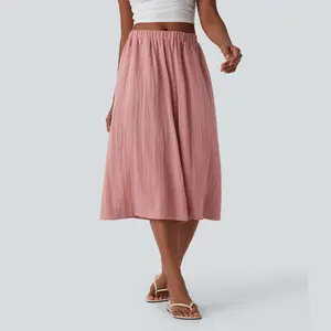Halara Mid Rise Wide Leg Flowy Resort Linen-Feel Pants with Side Pocket
