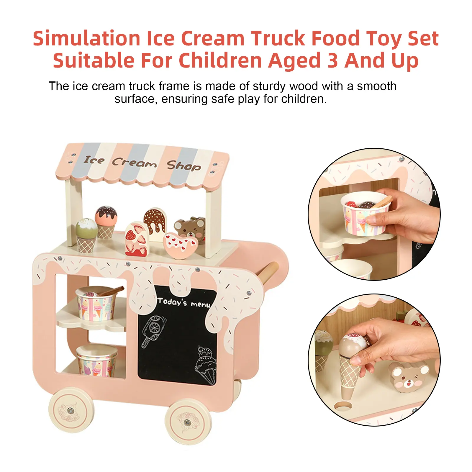 Simulation Ice Cream Truck Food Toy Set Suitable For Children Aged 3 And Up