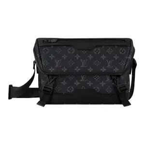 Louis Vuitton Messenger Voyage PM Bag for Men – Adjustable Strap, Monogram Logo, Leather Trim, Small Size, Black