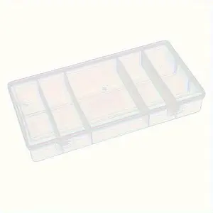 1pc Transparent Storage Box With Cover, Rectangle Vertical 5 Grid Multi Compartment Design Eyelash Extension Tool Storage Box, Glue Tweezer Holder, Makeup Storage Organizer, Clear Storage Box, Durable Lightweight Organizer