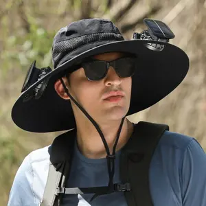 Solar-Powered Fan Hat, Rechargeable Dual-Fan Men’s Fishing Bucket Hat, Outdoor Sunshade Hat