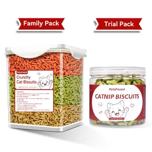 PetsForest Cat Grass Cat Treats,2.2lb Gentle Daily Hairball Care, Dental Chewing Support, Training Biscuits with Natural Ingredients & Catnip