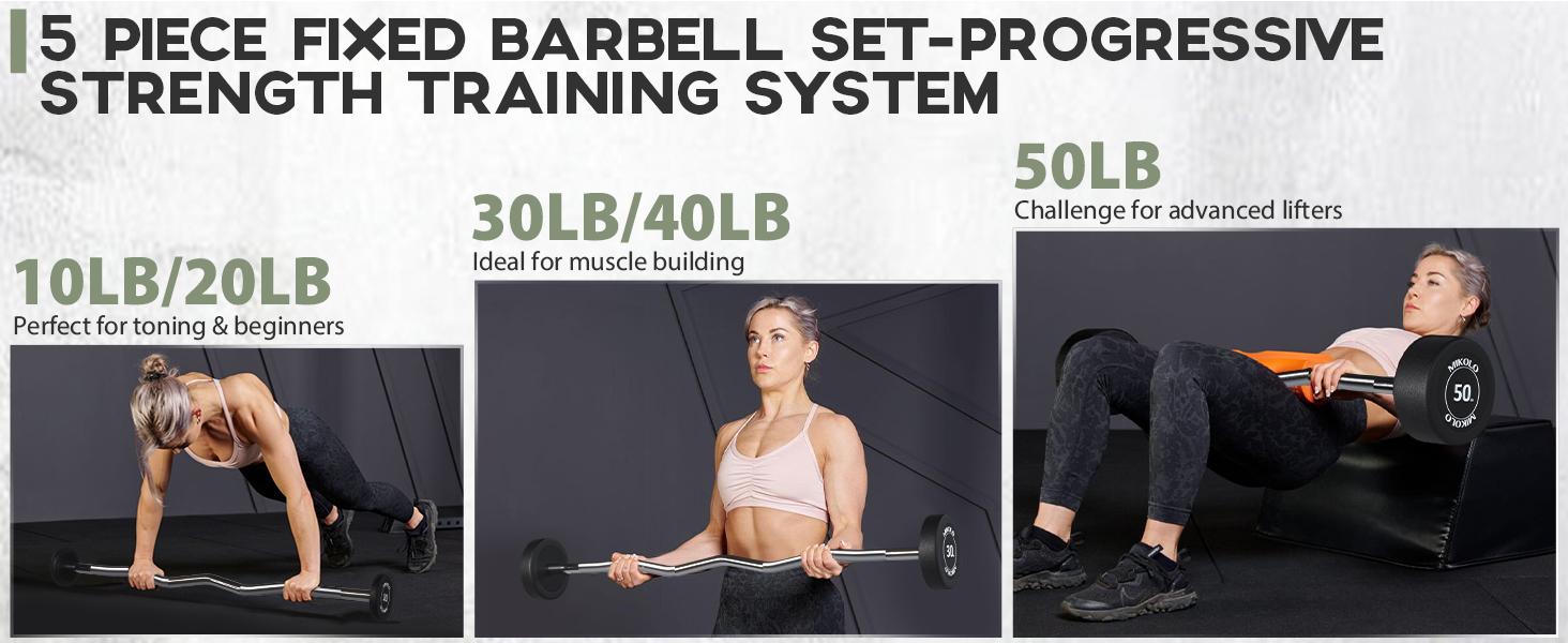 Pre-Loaded EZ Curl Barbell Set – 20 lb Fixed Weight Barbell for Strength Training & Weightlifting with Knurled Handle Design & Durable PVC Coating Muscle Exercise Equipment Home Gym Equipment