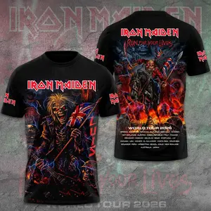 Iron Maiden 2026 World Tour 3D Apparel Tshirt, Unisex Streetwear Tee AOP All Over Print 3D Shirts for Men for Women