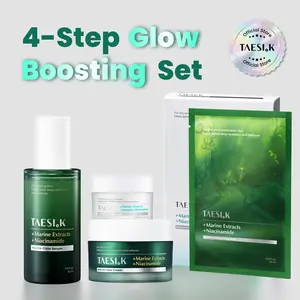 [TAESI.K] Marine Glow 4-Step Hydrating Skincare Routine Set, Serum, Cream, Moisture Balm & Deep Hydration Sheet Masks, Korean Skincare Bundle for Dewy Glow and Moisture
