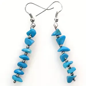 Fashionable Multicolor Natural Stone Crushed Stone Tassel Earrings – Unique Irregular Design with Dazzling Embellishments, Iron Ear Wires, Showcasing an Avant-garde and Fashionable Style. Novel and Distinctive Earrings, a Valentine's Day Gift